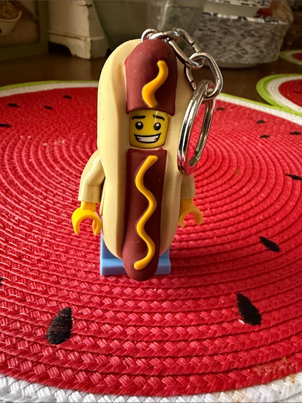 Lego Yellow Red Beige Hot Dog Minifigure Keychain